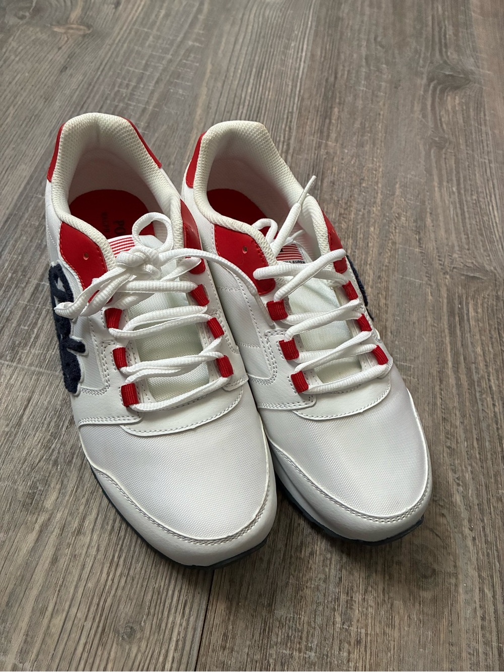 Polo Ralph Lauren Heritage Sneakers | Men’s Size 7 | White Red Navy USA Flag